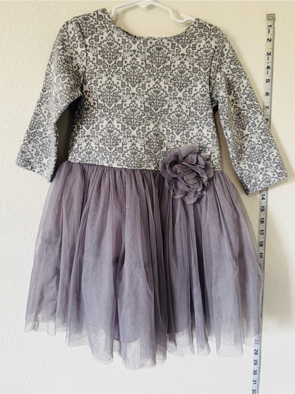 Pastor Elle By Peppa & Julie Gray Tulle Party Dress with Floral Accent Size 6